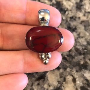 Red jasper pendant in sterling silver